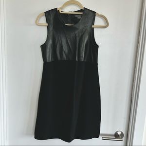 Vince Leather and Silk Shift Dress